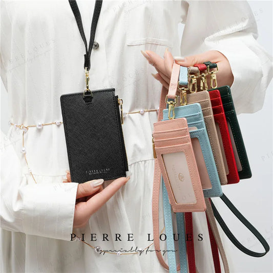Desk Accessories Office PU Leather Card Holder Zipper Sleeves Photocard Large Capacity ID Card Holder Luxury Photocard Holder
