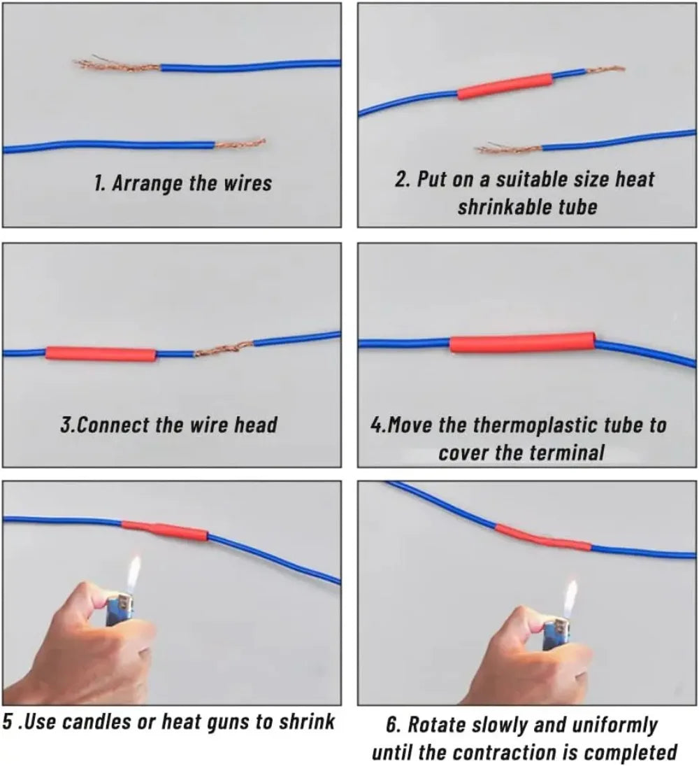 580PCS 2: 1 Cable Shrink Tube Kit Heat Assorted Pack Thermoretractile Insulation Sleeving Cable Wire Shrink Wrapping for DIY