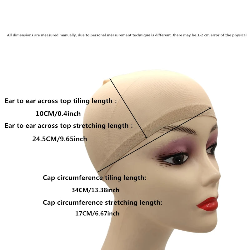 2 bonnets perruque en filet pour tissage de cheveux, de couleur noire/marron/chair/beige, extensibles, taille unique, pour la fabrication de perruques
