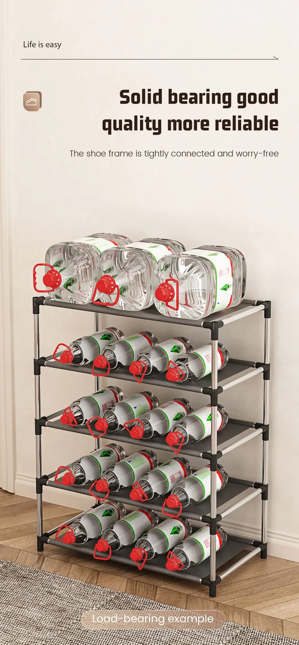 Stylisches Schuhregal Metall Einfaches Schuhregal Schuh-Organizer Ständer Halter Platzsparendes schwarzes Schuhregal für Wohnzimmer