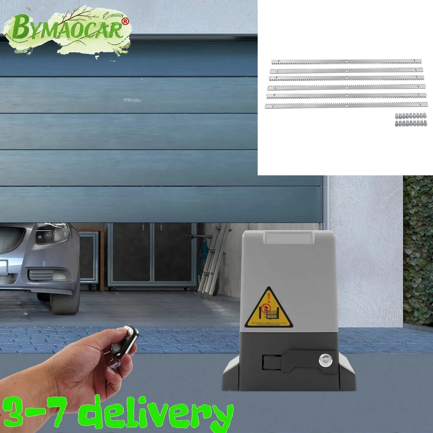 Automatic Gate Opener with 6pcs Sliding Door Gear Rack, 750W Electric Sliding Gate Opener 1600Kg 12m Automatic Sliding Gate Drive Low Noise 50dB Automatic Gate Opener Electric Gate Opener Kit with 2 Remote Control & 2 Infrare