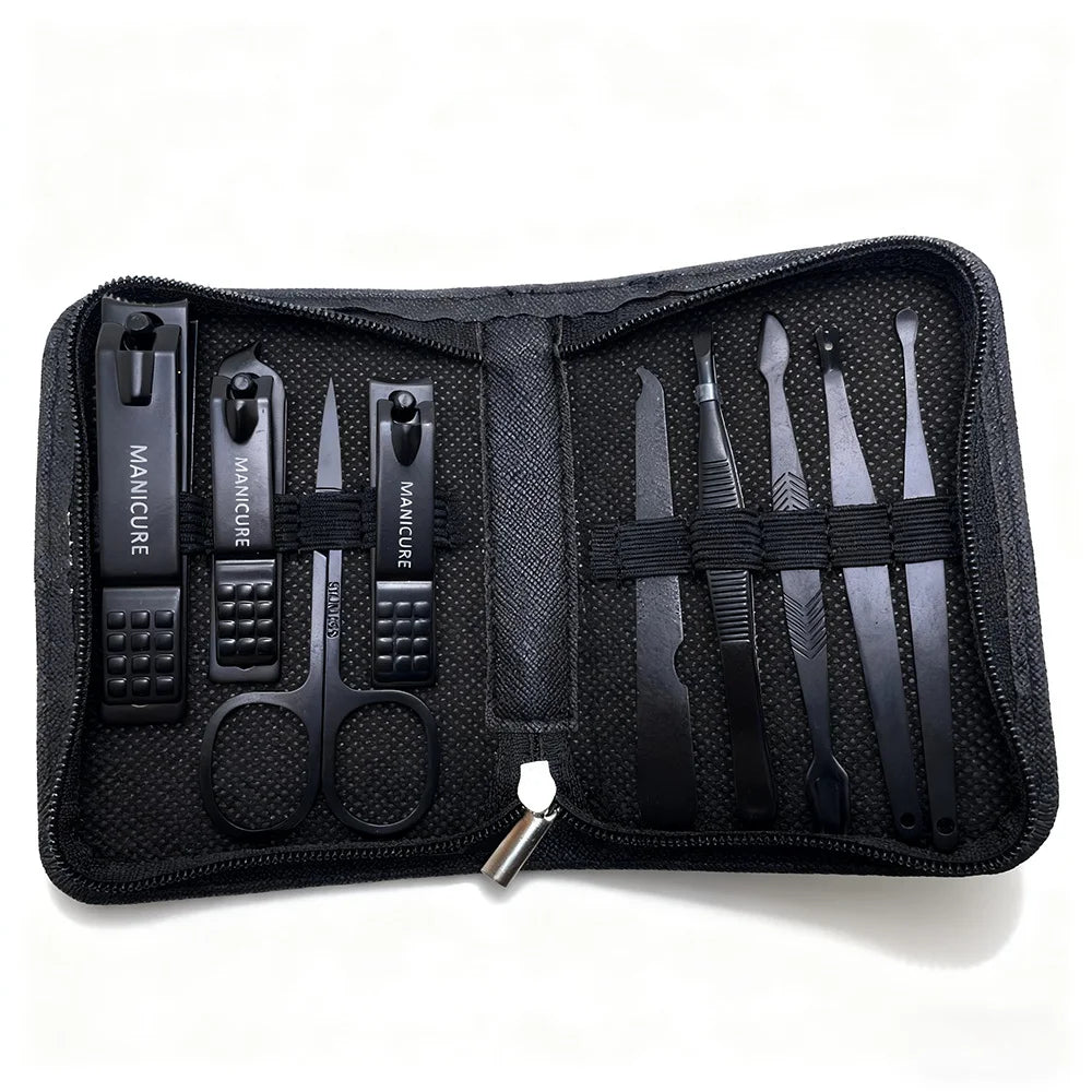 6-9tlg. Maniküre-Set mit Lederetui Professionelle Fuß- und Gesichtspflege-Werkzeugsätze Edelstahl-Nagelknipser-Sets Geschenk