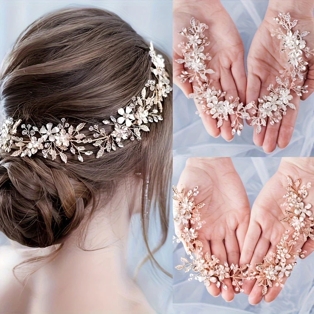 Handmade Crystal Hair Vine Headband Fashion Rhinestone Hairband Tiara Bridal Wedding Hair Accessories Jewelry  Hairband Tiara