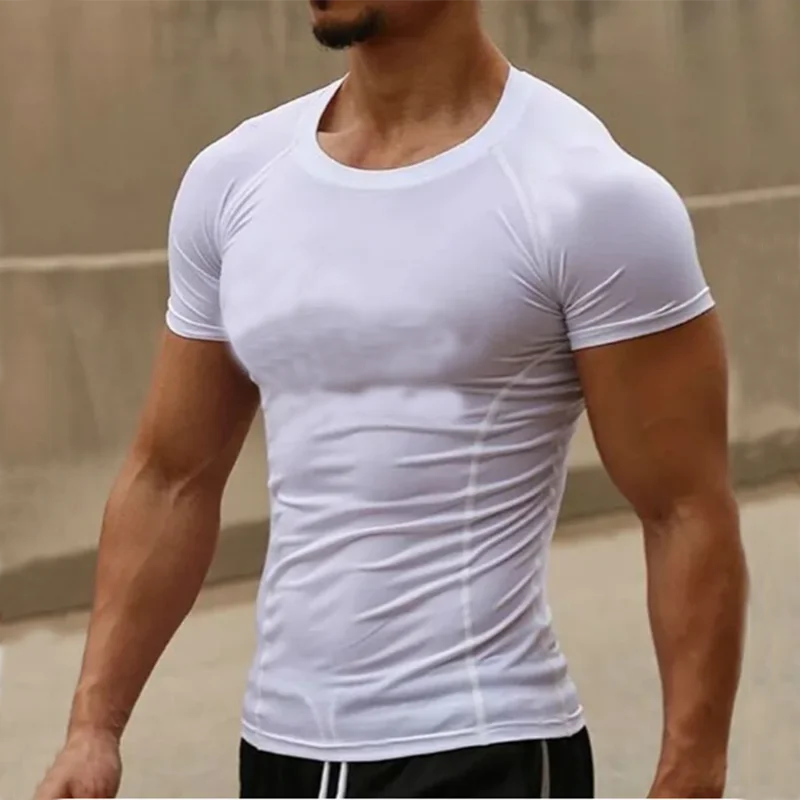 2025 Compressed T-shirt Men's sportswear Running T-shirt Elastic Quick-drying Exercise T-shirt for men exercising in the gym