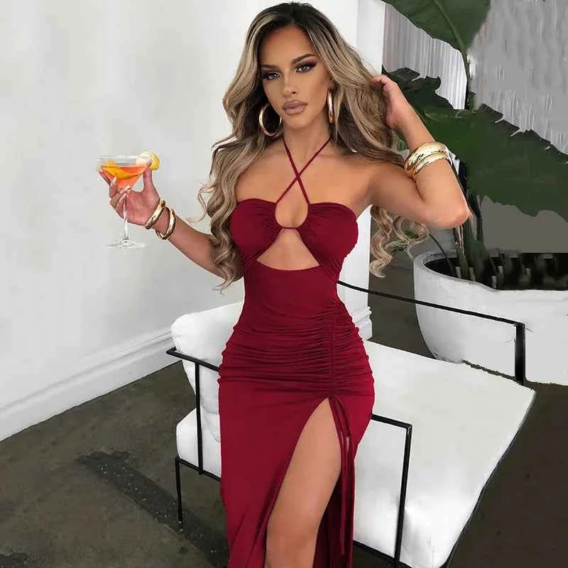 Sleeveless Sexy Female Midi Backless Dresses Slim Night Club Party Women's Dress Bodycon Vestidos Elegantes Para Mujer