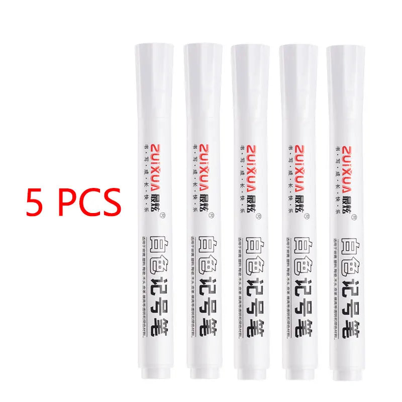Stylo Marqueur Blanc Ensemble Stylos Gel Blancs Gras Imperméables DIY Graffiti Croquis Marqueur Papeterie Fournitures Scolaires Pinceau