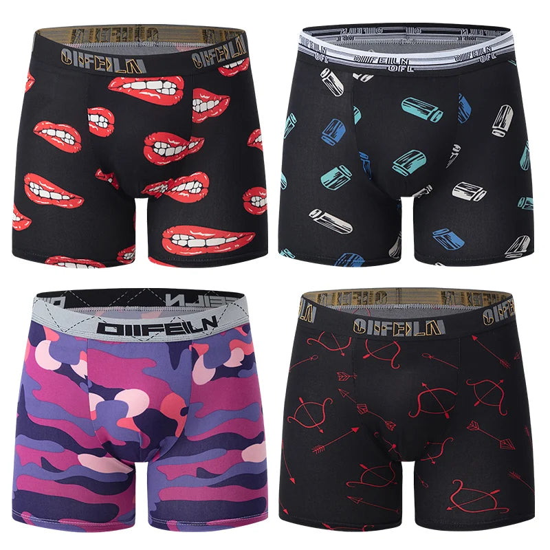 4/5/10 Pcs Fashionable Men's Long Underwear Casual Boyshort Youth Sports Shorts Comfortable Breathable Stretch Shorts Underwear