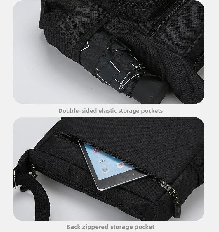 Men's cross-body bag with multi-layered pockets, adjustable shoulder strap, business single-shoulder bag