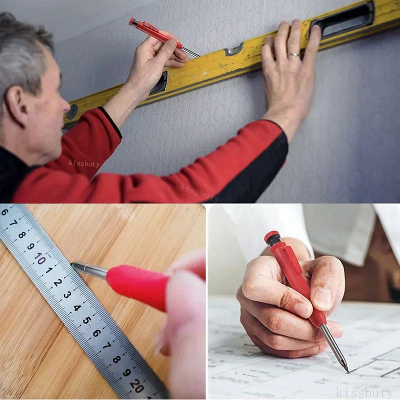Woodworking Mechanical Pencil Set, Deep Hole Marking and Drawing, 2.8mm Reliable and Durable Lead, for Carpenters Engineering