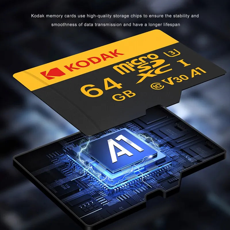 KODAK Micro SD 512GB 256GB Memory Card UP TO 100MB/s C10 U3 32GB 64GB 128GB TF Card 4K HD For USB Card Reader Adapter Microsd