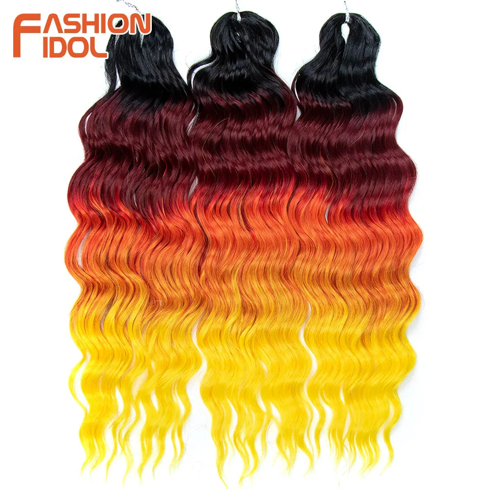 Anna Hair Extensions synthétiques de tresses Loose Deep Wave 24 pouces, cheveux tressés ondulés, cheveux bouclés torsadés au crochet Ombré Blond