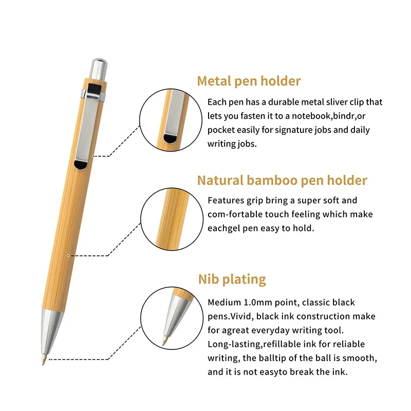 5/10/20/30/50/100PCS Bamboo Ballpoint Pen Stationery Party Pens Office School Supplies Business Gifts