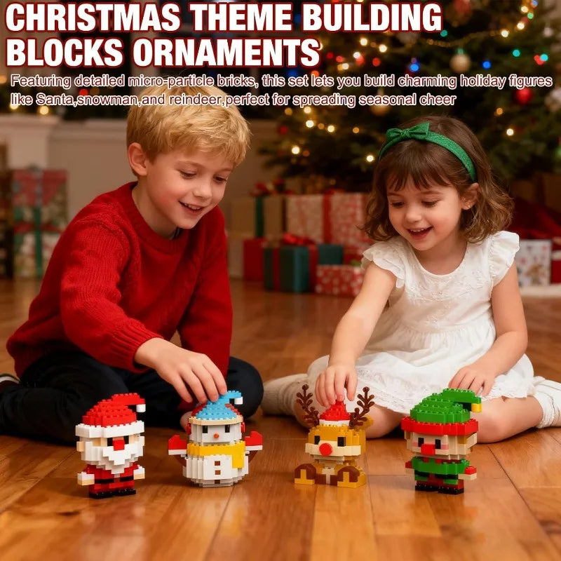 DIY Christmas Santa Claus Building Blocks Set Christmas Themed Brick Ornaments Mini Block Figures Christmas Birthday Gifts