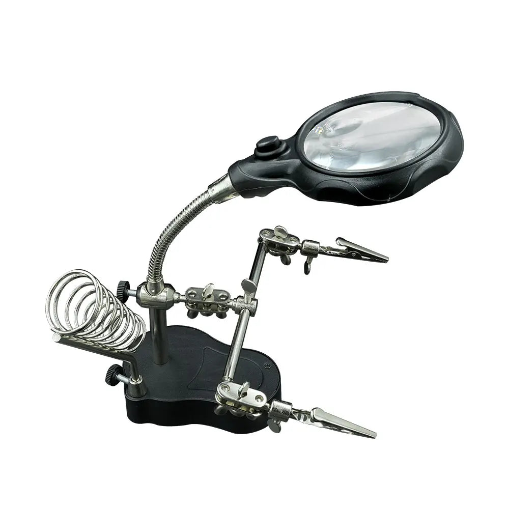 Soldering Iron Station Stand With Welding Magnifying Glass Clip Clamp Third Hand Helping Desktop Magnifier Soldering Repair Tool - Shoppiline
