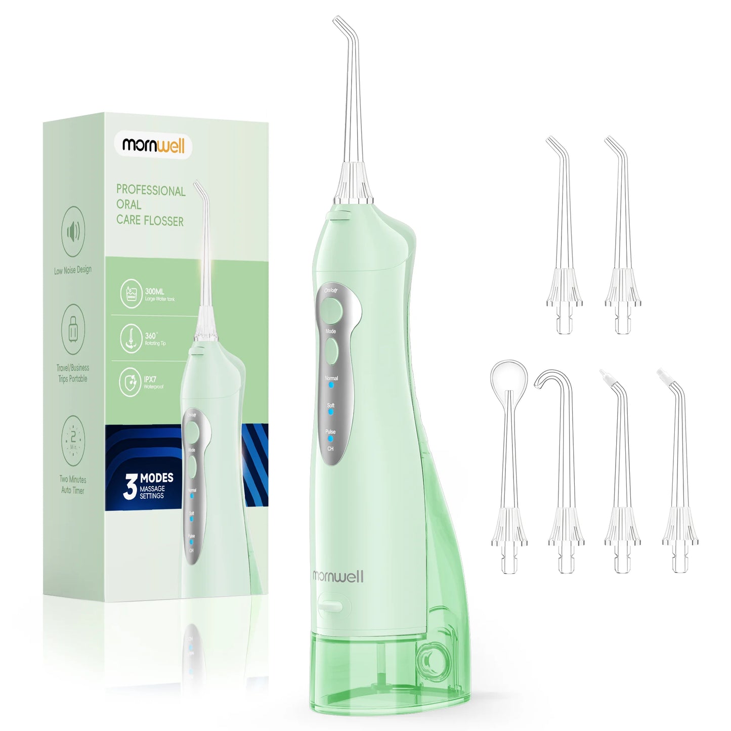 Mornwell Water Flosser Teeth Picks 4 Jets 3 Modes Portable Cordless D52 Water Floss For Teeth Cleaner IPX7 Waterproof Oral Picks