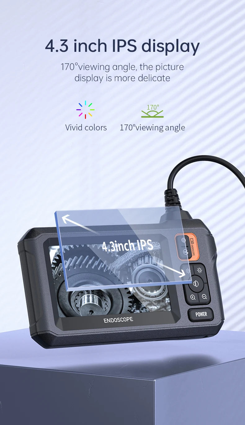 Industrial Endoscope Camera 8mm HD1080P 4.3inch IPS Screen 1080P Pipe Inspection Camera for Car Repair IP67 Waterproof 8 LEDS - Shoppiline