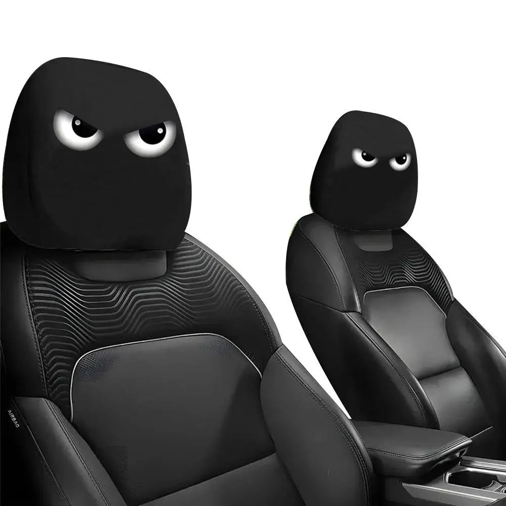 2pcs Smiley Face Printed Car Pillowcase Soft Comfortable Decorative Cushion Cover Auto Seat Headrest Washable Polyester Fabric