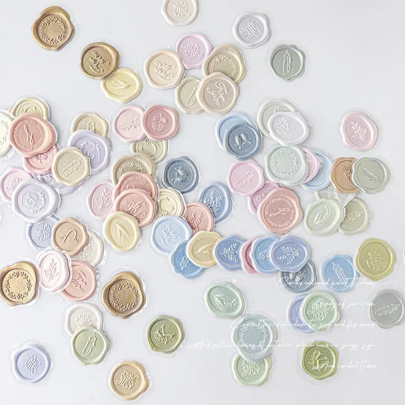 18pcs Wax Seals Stickers Vintage Envelopes Sealing Stamps Stickers Kawaii DIY Scrapbooking Journal Planner Sticky Label Tags