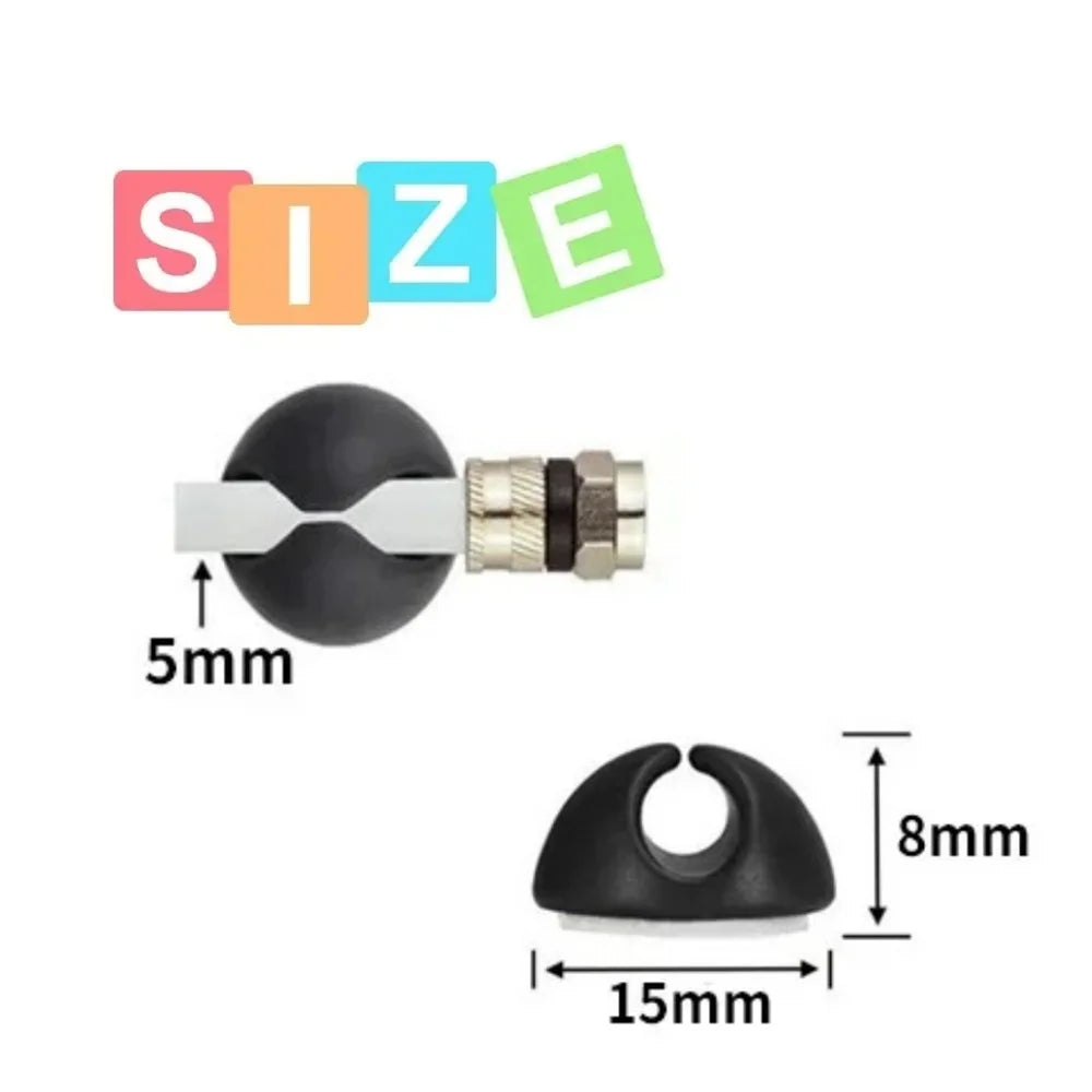 20Pcs Round Cord Clips Silicone Winder Organizer Cable Clip Desk Tidy Management Wire Holder for Car USB Charging Tablet Wires