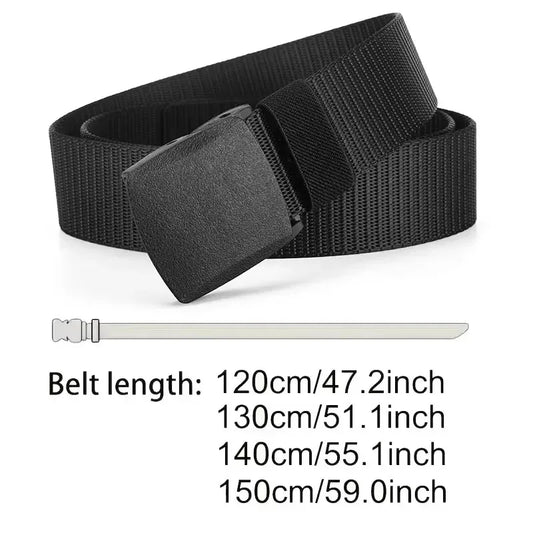 Automatic Nylon Tactical Belt - Adjustable Non-Metal Buckle, Lightweight & Comfortable for Outdoor Use