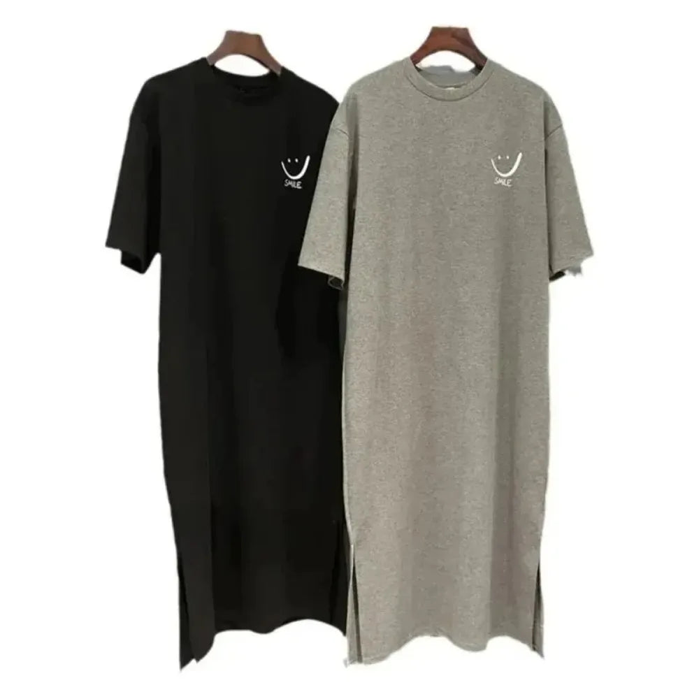 Women's Summer Loose T-shirt Dress Mid-Length Short Sleeve Casual Fashion Over-Knee Casual Dress