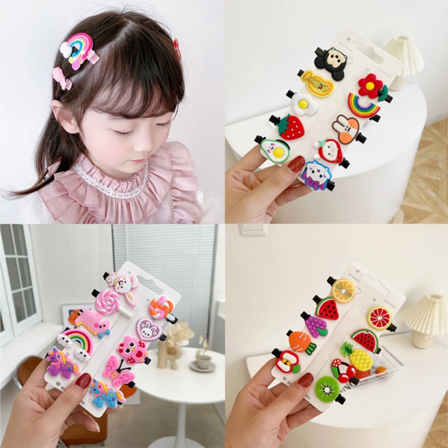 10PCS/Set New Girls Cute Cartoon Unicorn Hair Clips Kids Lovely Hairpins Ice Cream Headband Barrettes Fashion Hair Accessories