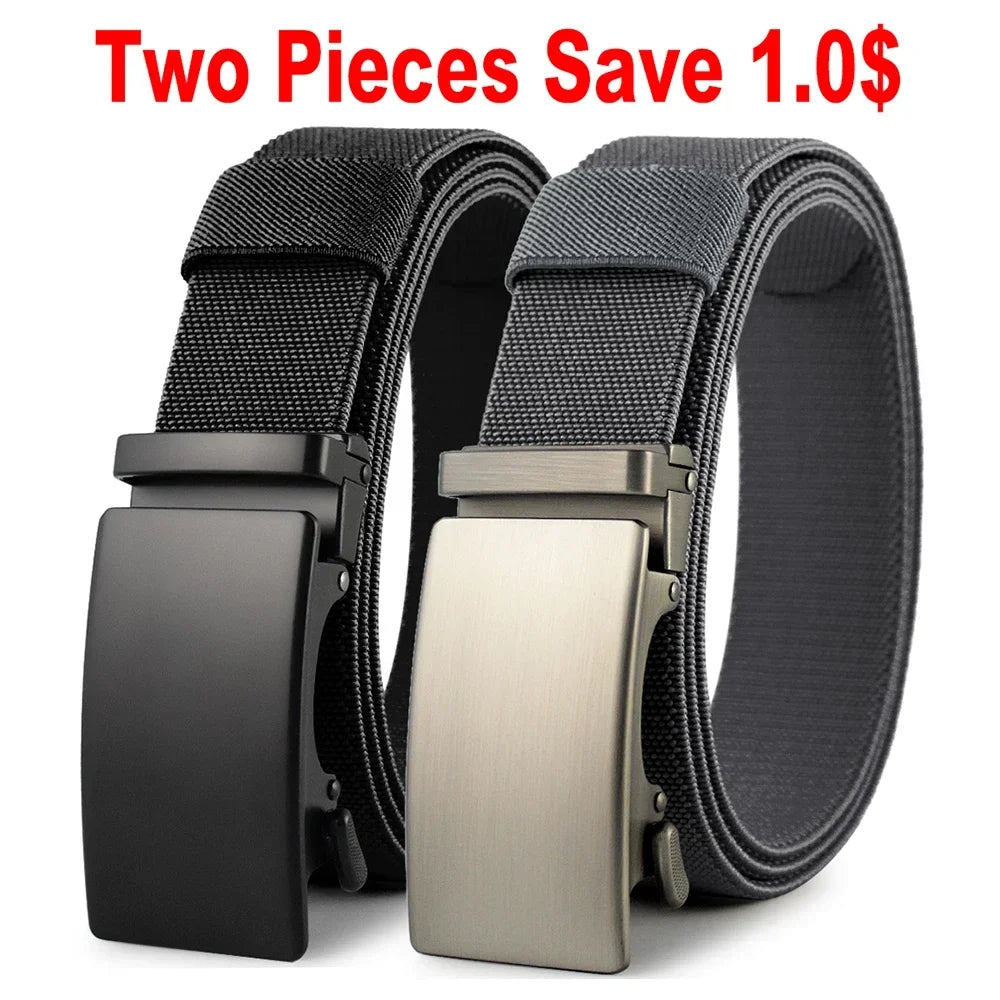 Nouvelle ceinture élastique de sport de golf, ceinture tactique, boucle automatique en métal, ceinture militaire en nylon extensible résistante pour hommes, grandes tailles 115-150CM