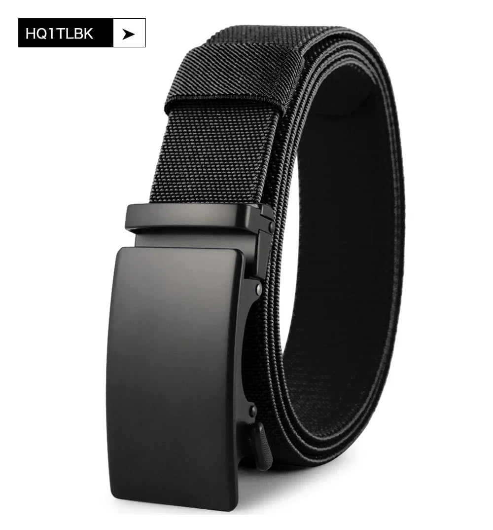 Nouvelle ceinture élastique de sport de golf, ceinture tactique, boucle automatique en métal, ceinture militaire en nylon extensible résistante pour hommes, grandes tailles 115-150CM