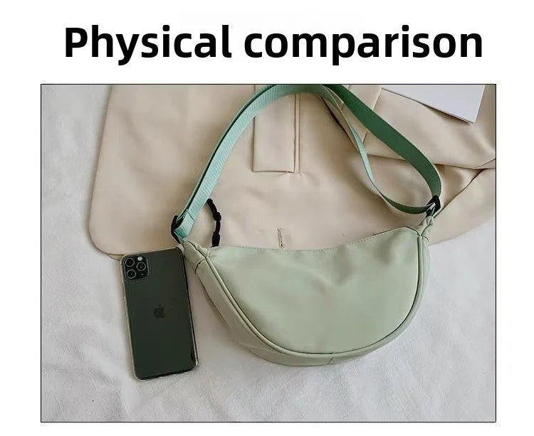 New Simple and Casual Solid Color Nylon Large Capacity Women's Dumpling Bag Shouldercrossbody bag shoulder bag large capaci Bag