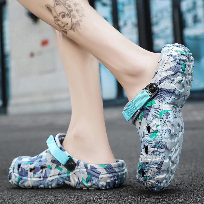 New Men's Clogs Slippers Sandal Male Garden Shoes Flat Camouflage Sandals Male Sneakers Outdoor Flip Flops Home Clogs - Shoppiline