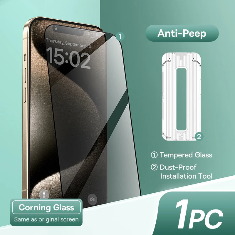 Baseus 0.4mm Corning Tempered Glass for iPhone 17 16 15 14 13 Pro Max Plus Screen Protector Anti-Peeping Auto Installation Film - Shoppiline