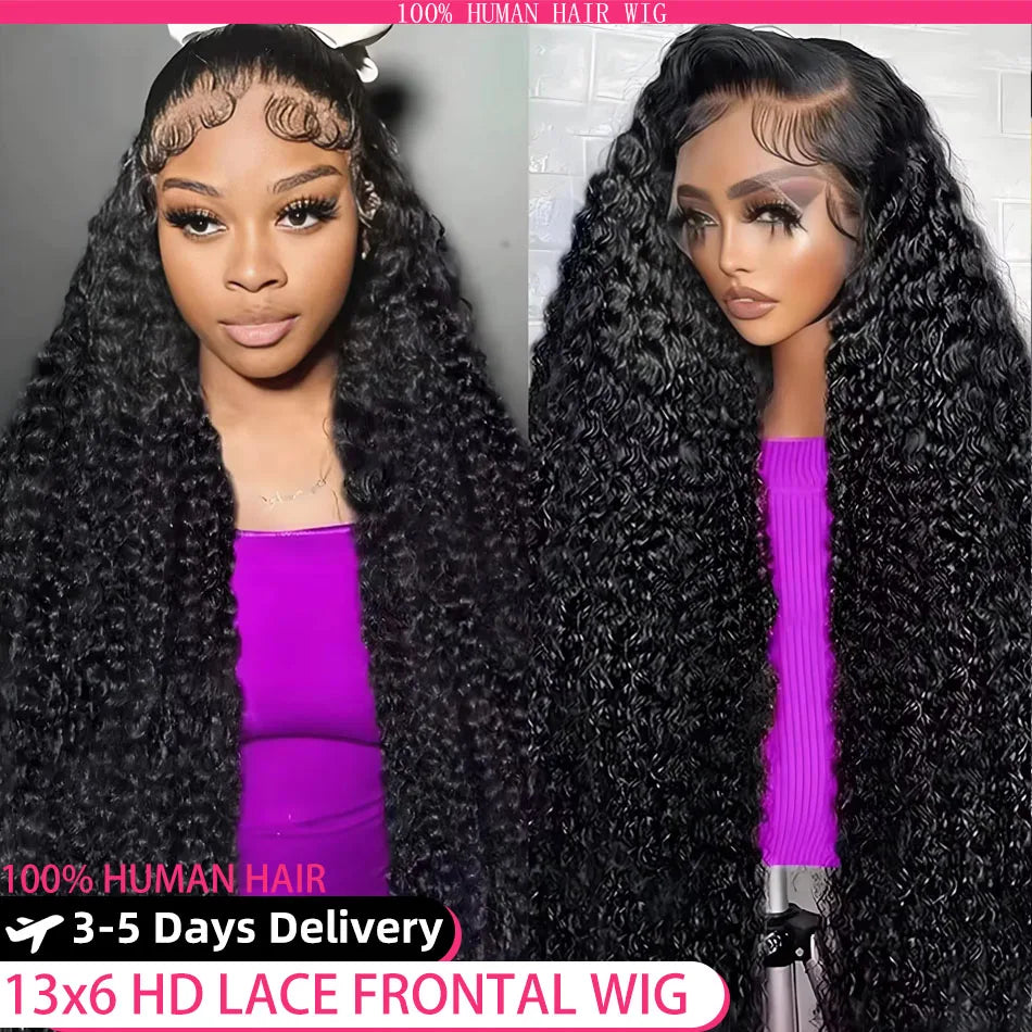 200% Density 13x6 13x4 Deep Wave Hd Lace Frontal Wigs Human Hair 30 40 Inch Wet And Wavy Loose Water Wave Lace Front Wig 360 Curly Lace Frontal Human Hair Lace Wigs For Women Human Hair 100% Human Hair
