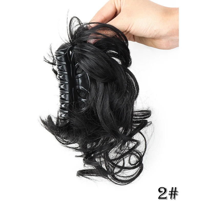 Synthetic Short Wavy Curly Messy Elegant Bun Hair Piece Claw Clip Tousled Updo Hair Buns Hairpiece Extensions for Women