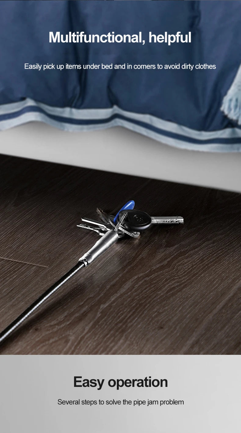 1pc 160CM Sewer Pipe Unblocker Snake Spring Pipe Dredging Tool Kitchen Bathroom Sewer Cleaning Tool Kitchen Accessories