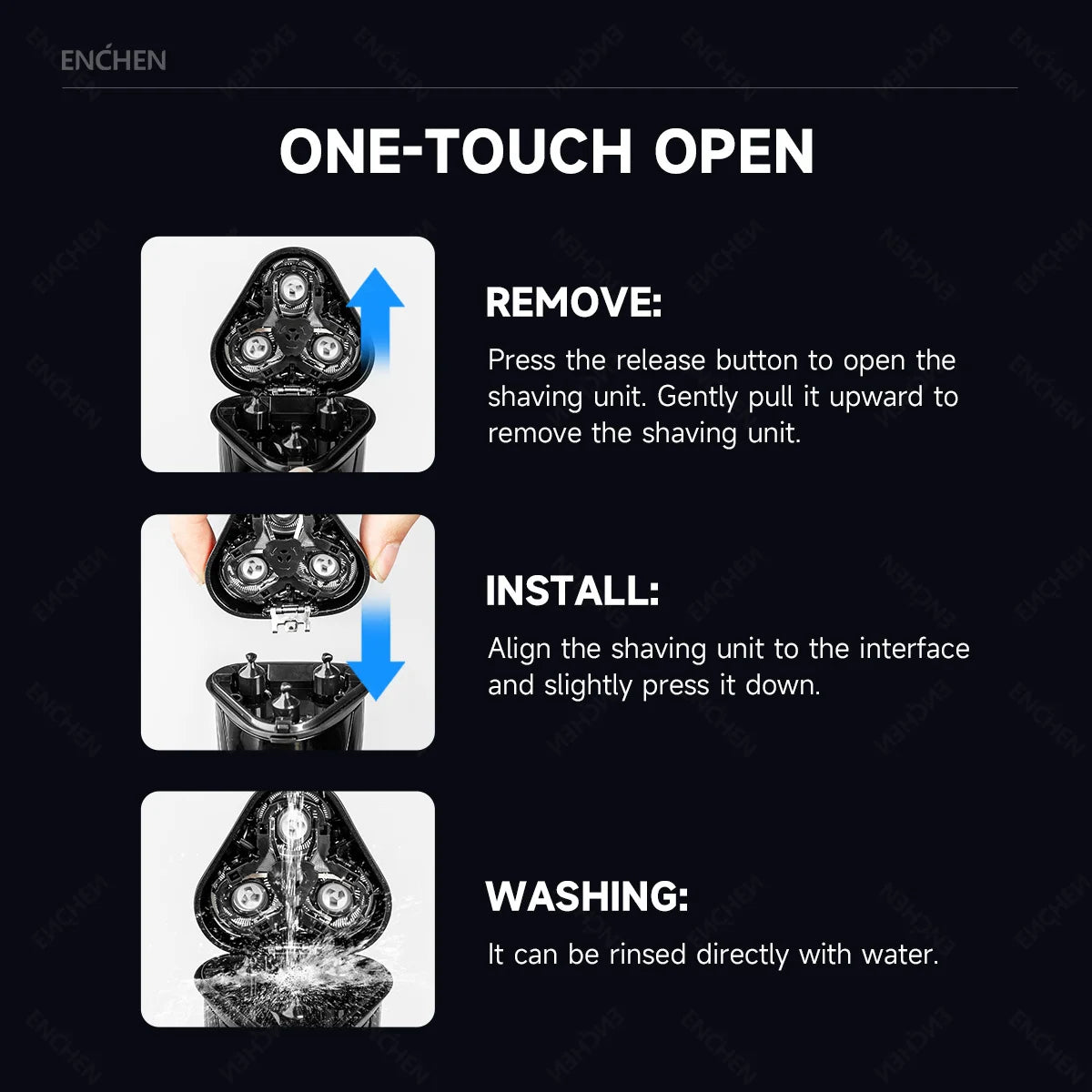 ENCHEN BR-3 BlackStone 3 Original 3D Floating Waterproof Replacement Shaver Blade Head For Men's Cleaning Use