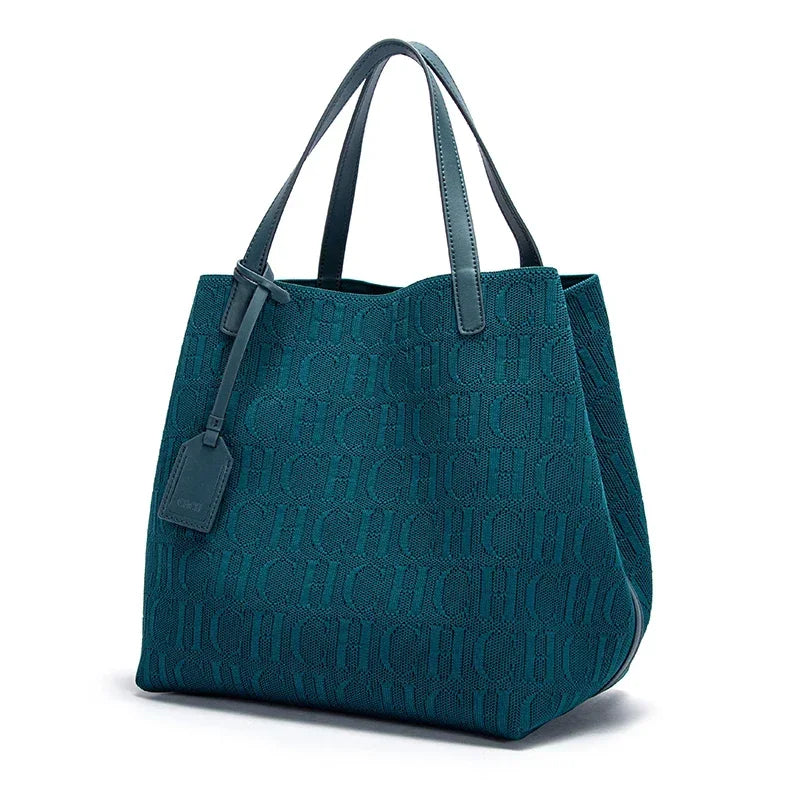 CH High Quality Craft Large Capacity Handbag Ladies Shoulder Bag Fashion Classic New Pure Color Outer Pocket Ladies Handbag - Shoppiline