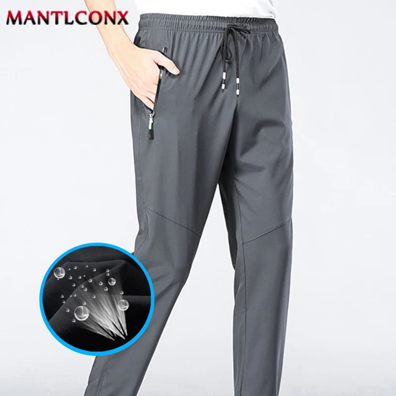 Breathable Men's Casual Pants Quick Dry Straight Elastic Waist Jogger Sweatpants Korean Classic Sport Trousers Plus Size 4XL 5XL