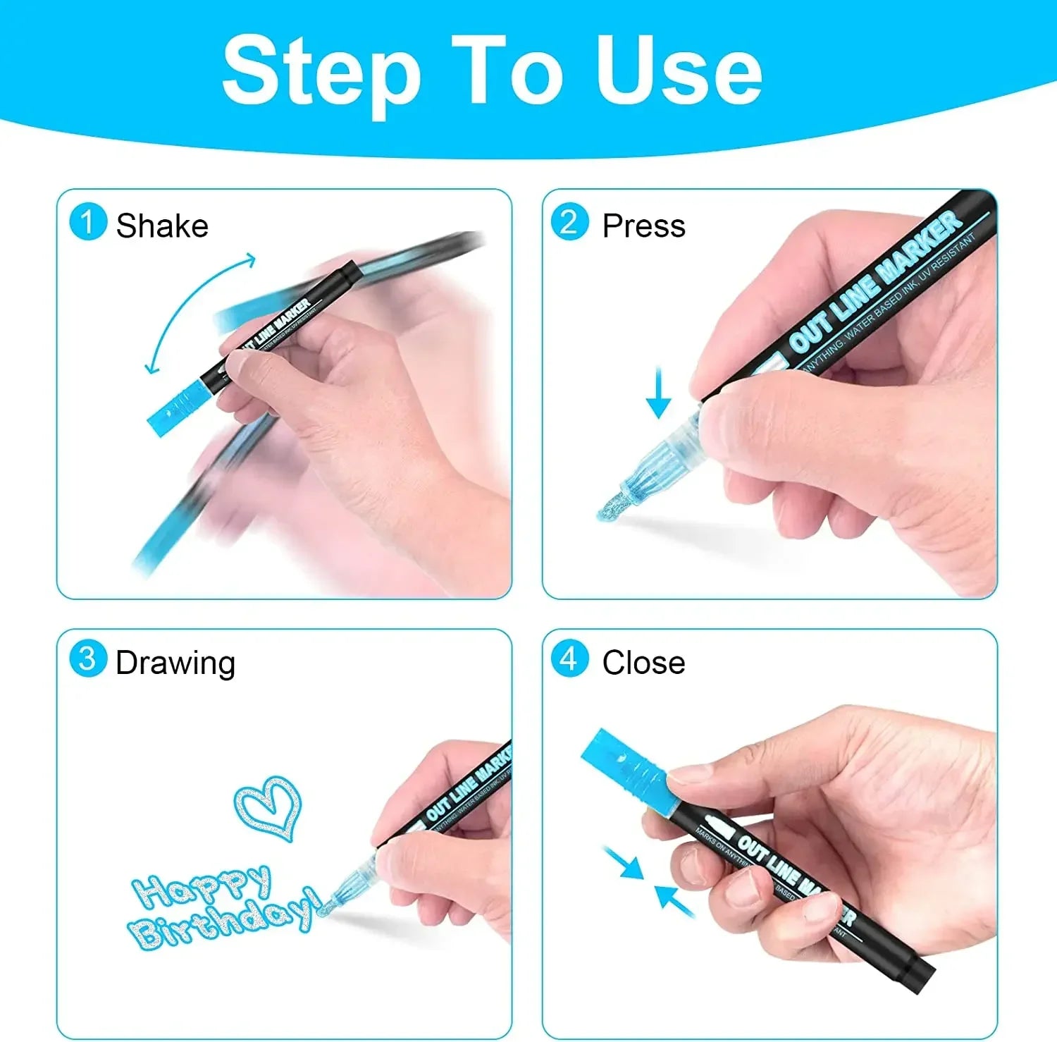 36 Color Double Line Outline Art Pen Marker Pen DIY Graffiti Outline Marker Pen Highlighter Scrapbook Diary Poster Card - Shoppiline