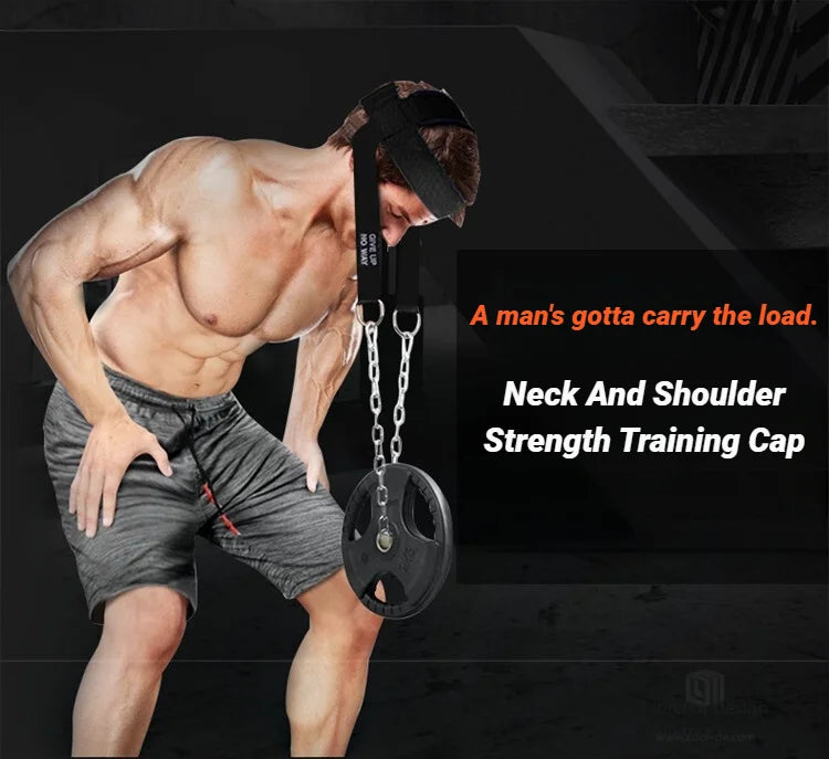 Head Neck Iron ChainTraining Harness Exercise Cervical Spine Strap Adjustable Power Gym Fitness Weight Bearing Cap Socket Device