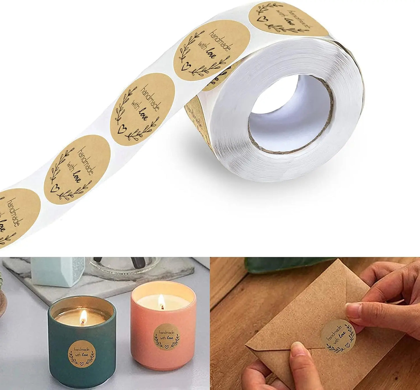 500 Pcs Baking Kraft Paper Heart Shape Labels for Packaging, Envelope Seals, Small Business, Wedding, Birthday, Party Gift Wrap