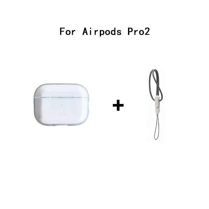 Clear Soft TPU Earphone Case for Airpods 4 3 2 1 Pro Pro2 Pro 3 Shockproof with Lanyard Strap for Airpods 4 Charging Case Cover