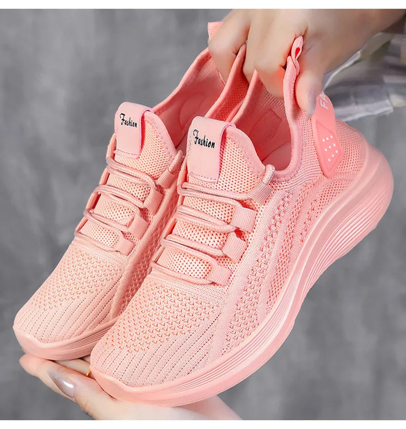 Women Casual Shoes 2025 Hot Sale Breathable Air Mesh Slip-on Female Sock Footwear Outdoor Women Sneakers Thick Bottom Platforms