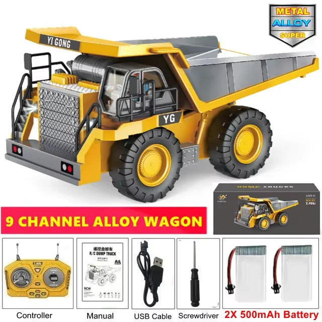 4WD Remote Control Excavator 4x4 Alloy Dump Truck Bulldozer Radio Model RC Car Construction Vehicle Toy Children Kids Gifts - Shoppiline