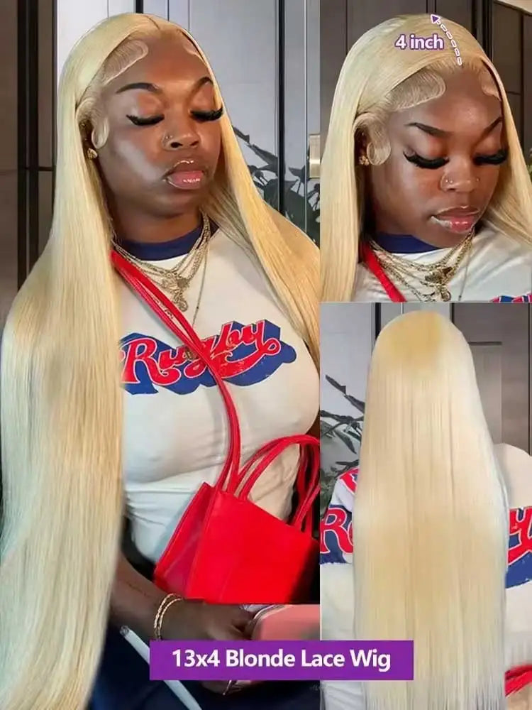 CHEAP 40 42 Inch 613 Blond Straight Human Hair Wigs 13x4 13x6 HD Lace Frontal Wigs Remy Honey Blond Bone Straight Lace Front Wig