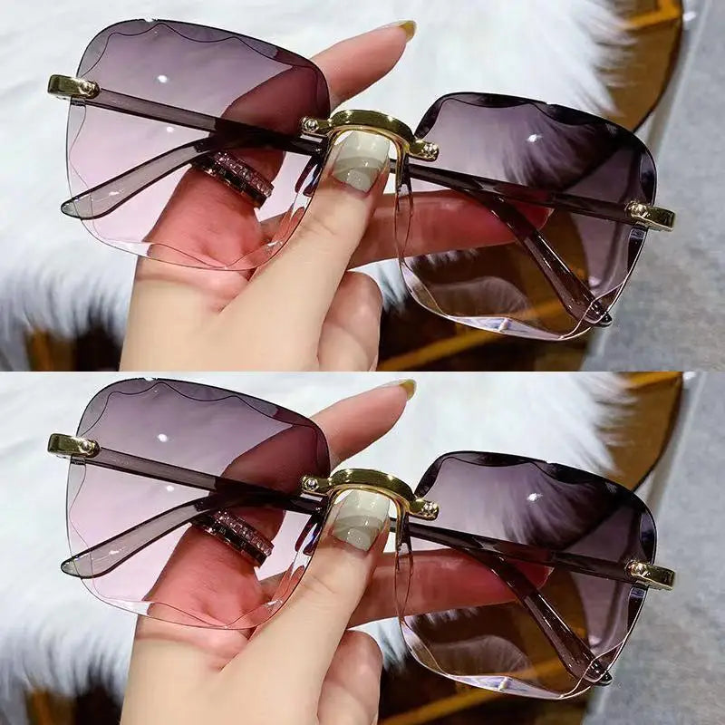 Frameless Sunglasses Y2K Gradient Fashion Korean Hip Pop Anti Ultraviolet Elegant Luxury Outdoor Travel Eyewear Women Unisex