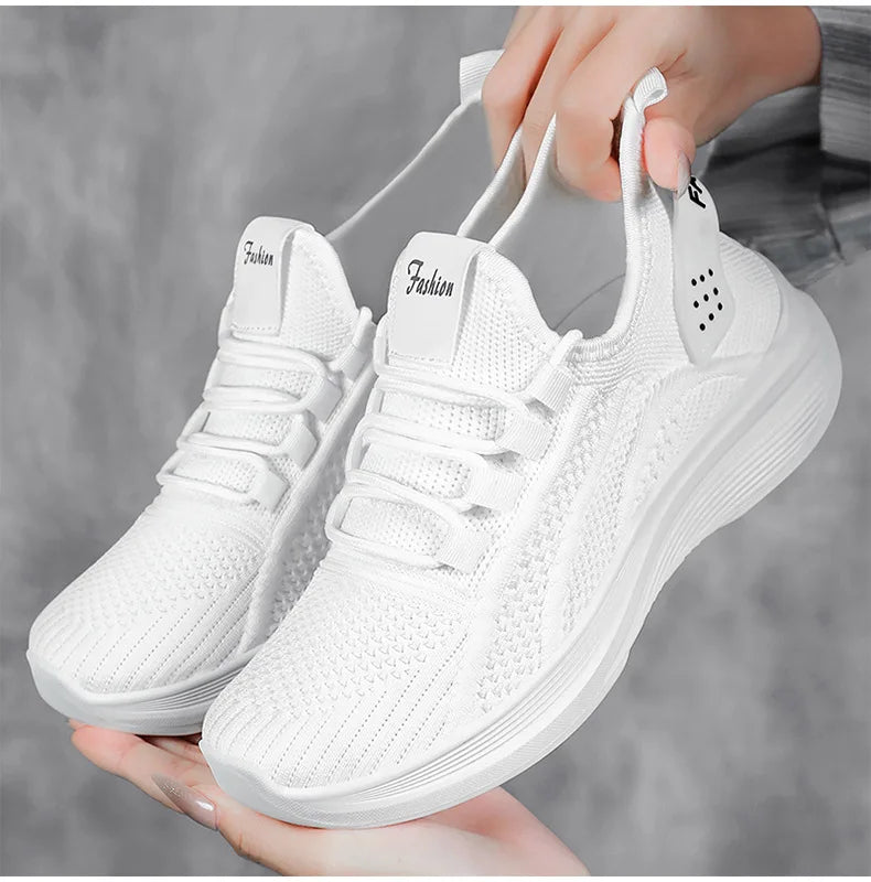 Women Casual Shoes 2025 Hot Sale Breathable Air Mesh Slip-on Female Sock Footwear Outdoor Women Sneakers Thick Bottom Platforms