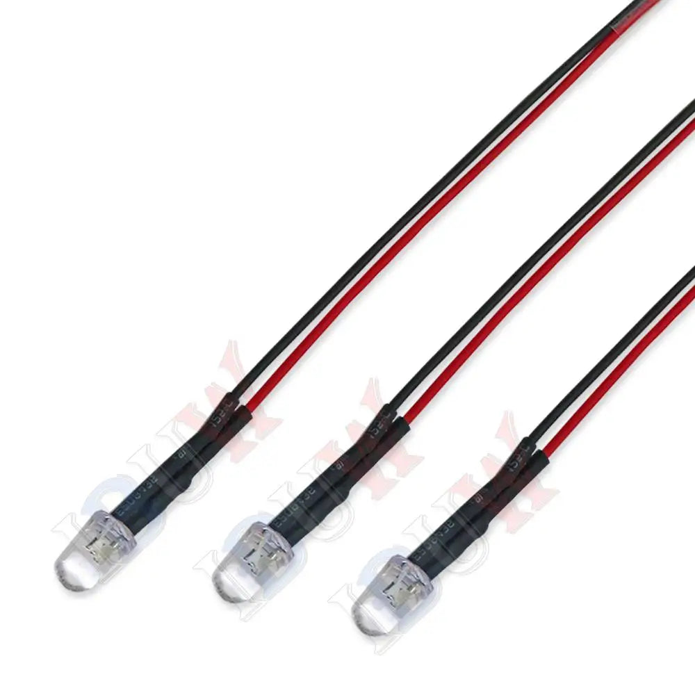 10 Stück DC 3V 6V 12V 24V vorverdrahtete 3mm 5mm LED-Lichtlampe vorverdrahtete Leuchtdioden Transparent Gelb Blau Grün Weiß Rot