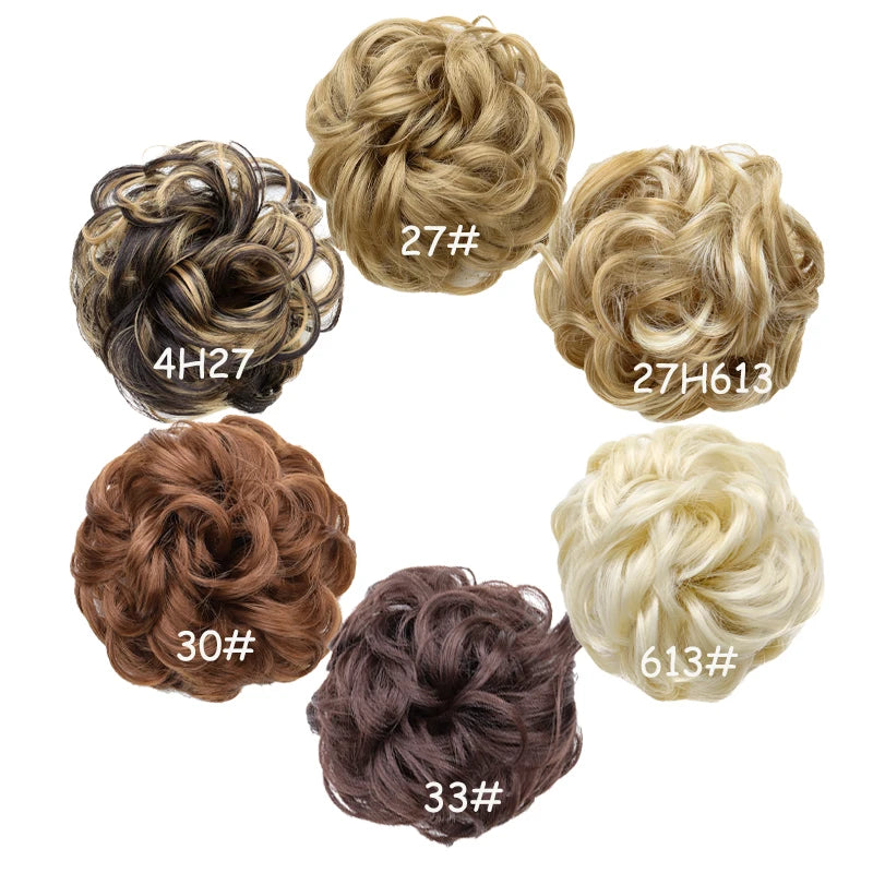 Synthetic Messy Bun Chignon Donut Hair Pad Elastic Hair Rope Rubber Band Black Brown Blonde Hairpiece for Women