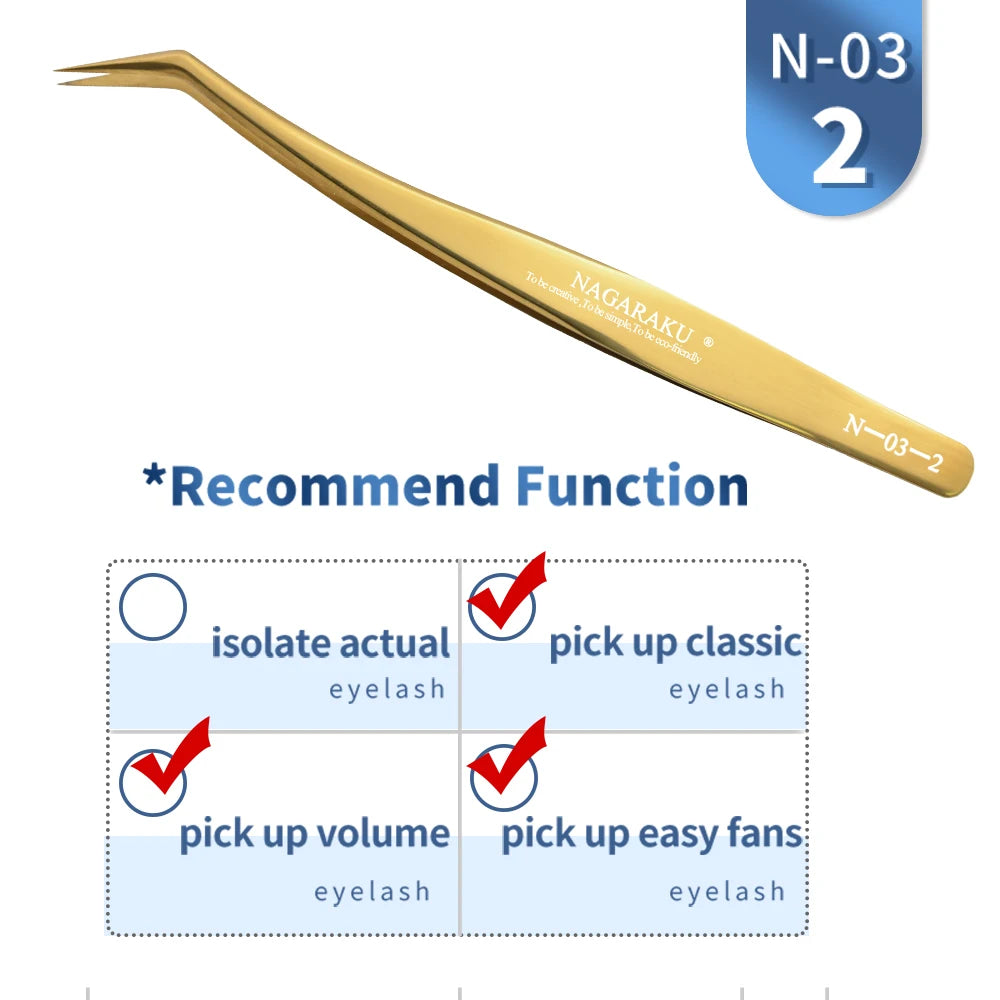 NAGARAKU Stainless Steel Straight Curved Nail Volume Eyelash Accurate Tweezers Nippers Pointed Clip Set Makeup Tools