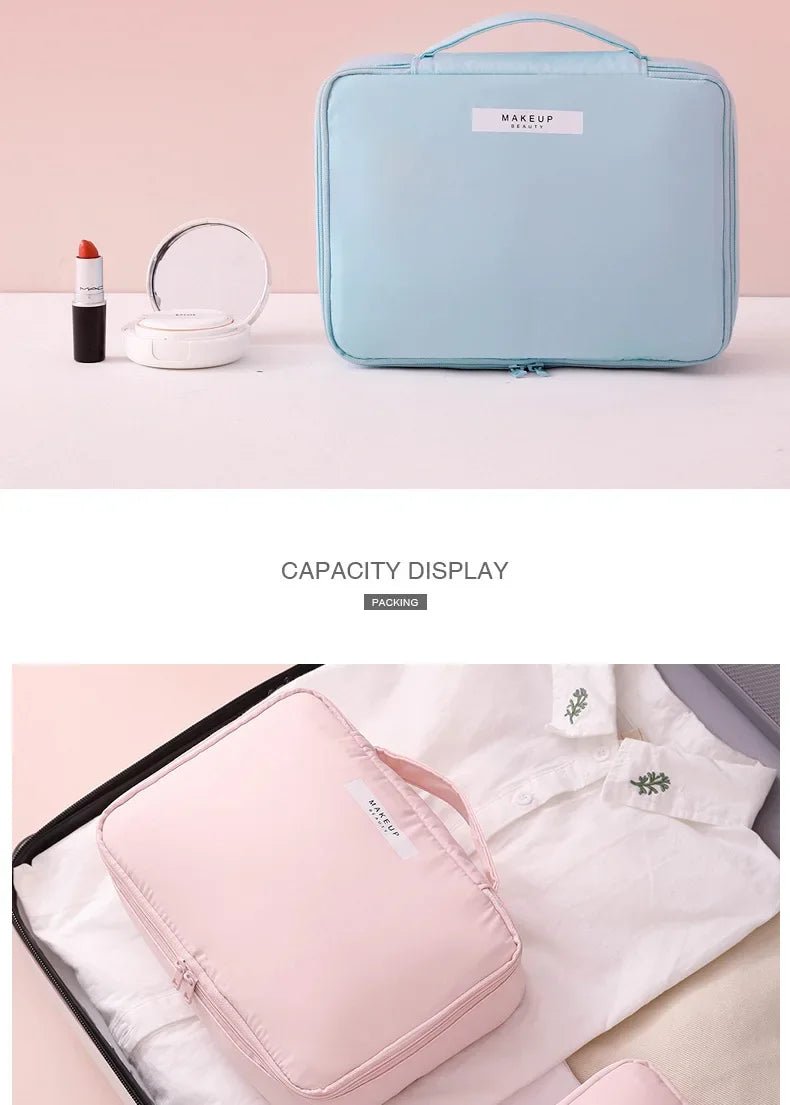 Damen tragbare Kosmetiktasche mit hohem Erscheinungsbild, große Reise-Waschtasche, dreidimensionale Make-up-Aufbewahrungstasche